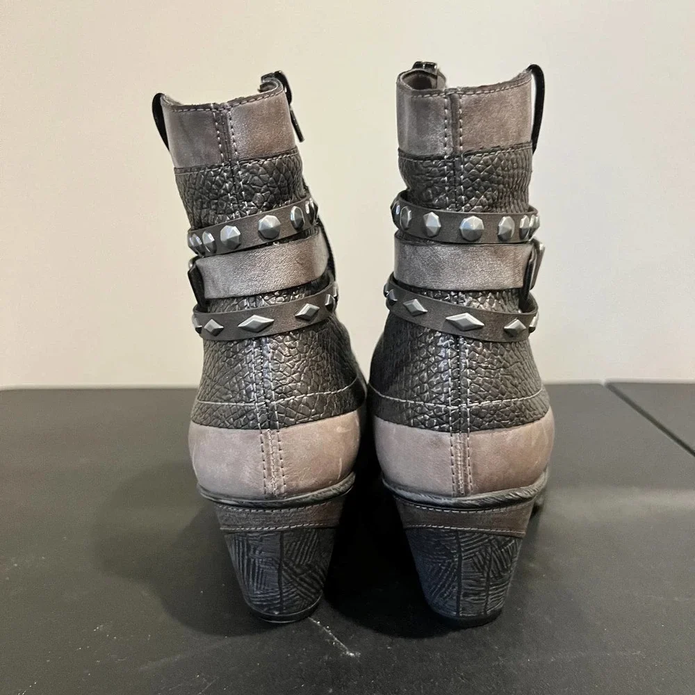 Remonte Womens Leather Gray Cheyenne Western Bootie Ankle Boot Size 10 - Picture 5 of 9